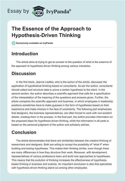 A Note on Fact Based Hypothesis Driven Thinking