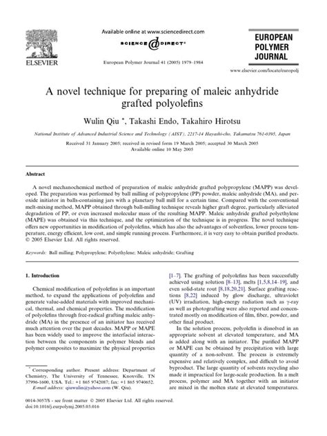 A Novel Technique for Preparing of Maleic Anhydride Grafted Polyolefins
