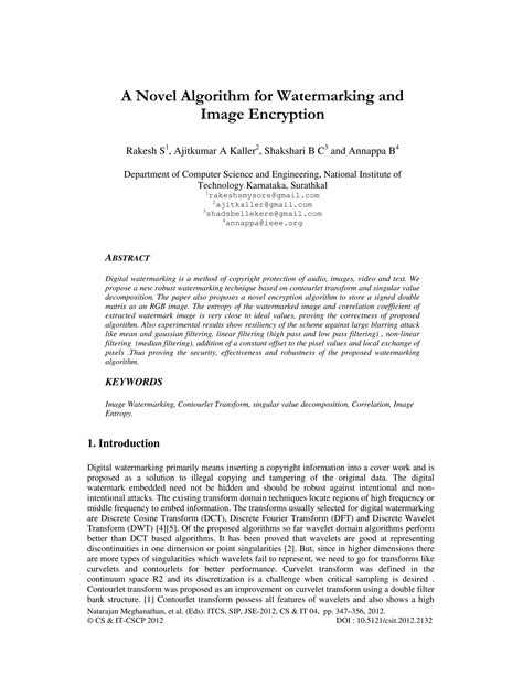 A Novel Algorithm Watermxrking Watermarking and Image Encryption