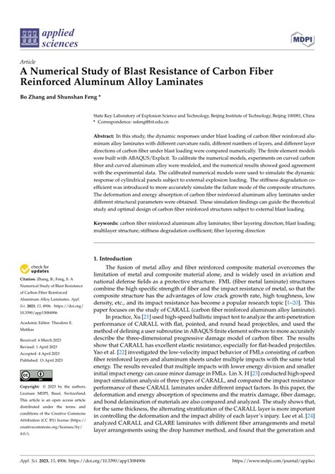 A Numerical Study of Blast Resistance of Carbon Fiber …