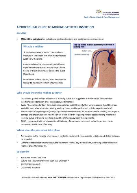 A PROCEDURAL GUIDE TO MIDLINE CATHETER INSERTION - Roya…