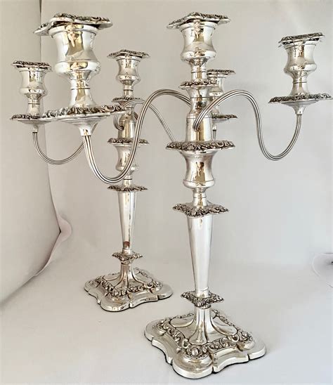 A Pair of Scottish Edwardian Silver Two-Light Candelabra