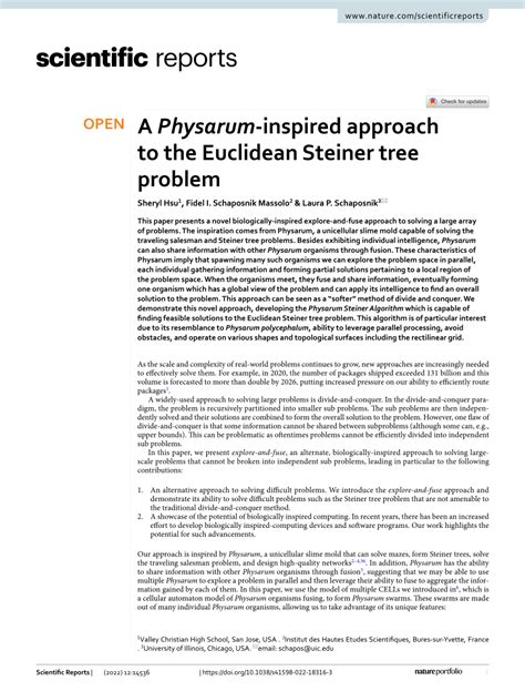 A Physarum -inspired approach to the Euclidean Steiner tree …