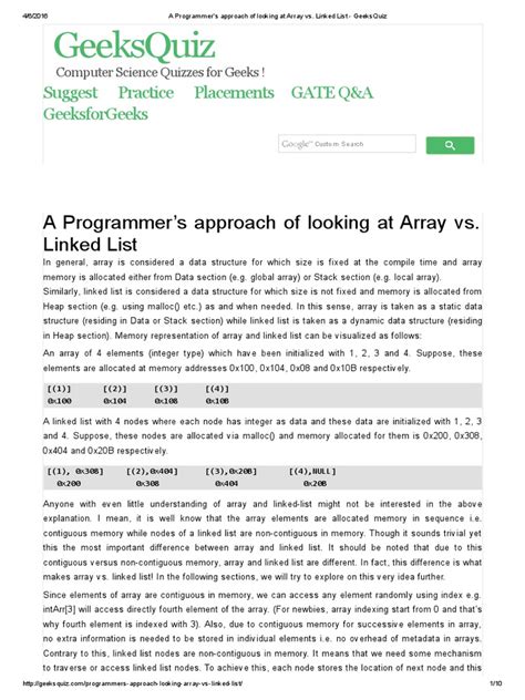 A Programmer s Approach of Looking at Array Vs
