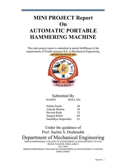 A Project Report on Automatic Hammering Machine