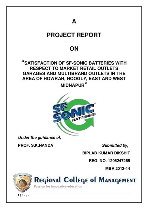 A Project Report on Exide Battery