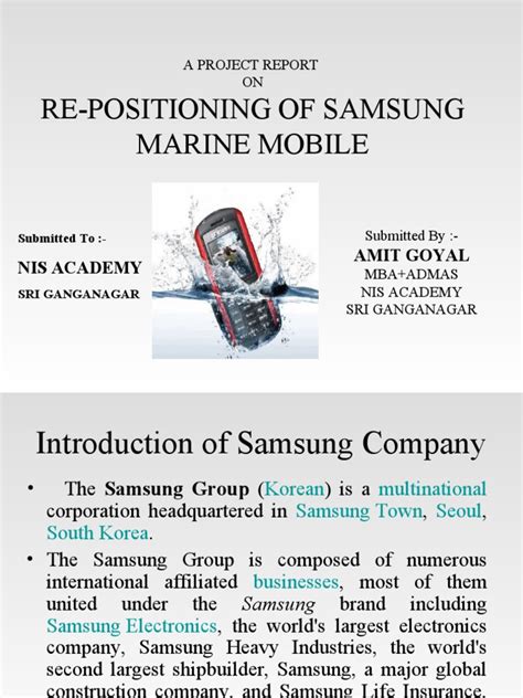 A Project Report on Samsung Marine Mobile