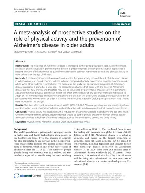 A Prospective Study of Physical Activity