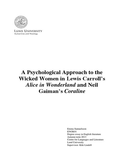 A Psychological Approach to the Wicked Women Emma Samuelsson