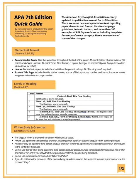 A Quick Guide to the APA Publication Manual 7th Edition Graduate