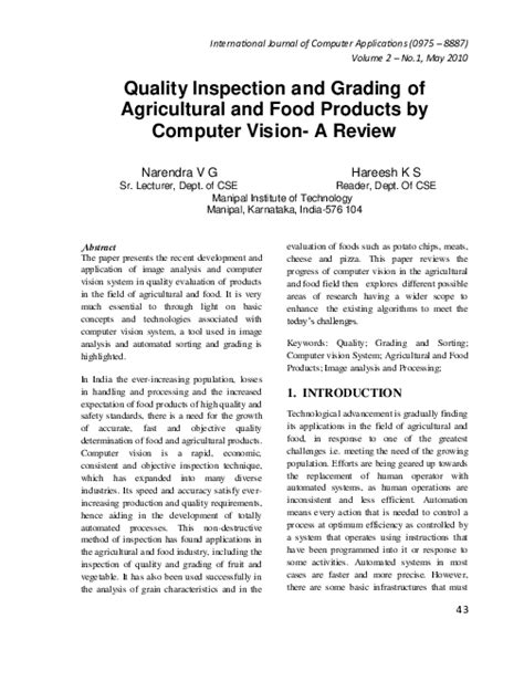 A Review of Application of Computer-vision for Quality Grading of Food ... - coolestguyplanet.net