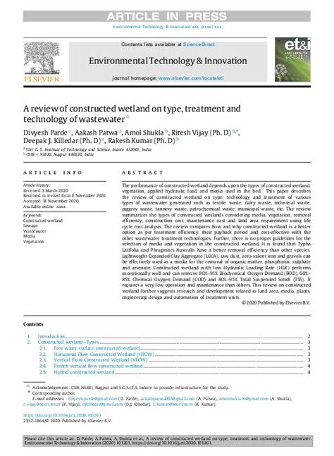 A review of constructed wetland on type, treatment and technology of ... - raincitystudios.com