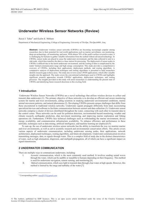 A Review of Key Elements for Underwater Wireless Sensor Networks - raincitystudios.com
