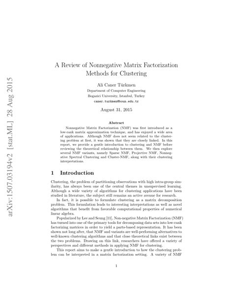 A Review of Nonnegative Matrix Factorization Methods for Clustering - wintechmobiles.com