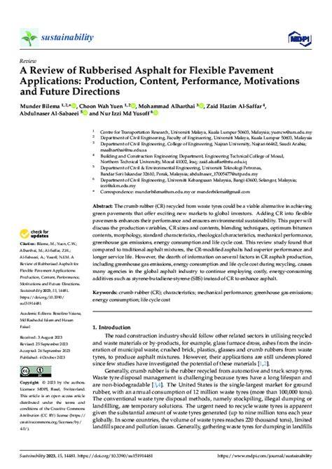 A Review of Rubberised Asphalt for Flexible Pavement … - raincitystudios.com