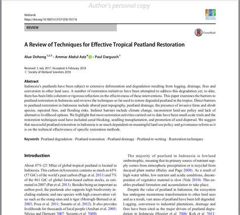 A Review of Techniques for Effective Tropical Peatland … - raincitystudios.com