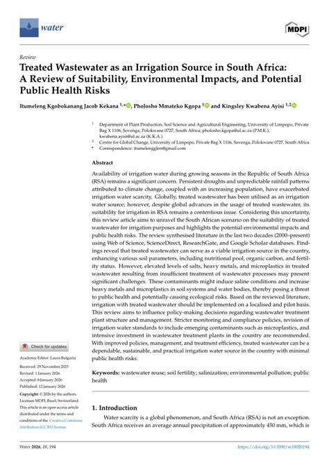 A review of wastewater irrigation: Environmental implications - raincitystudios.com
