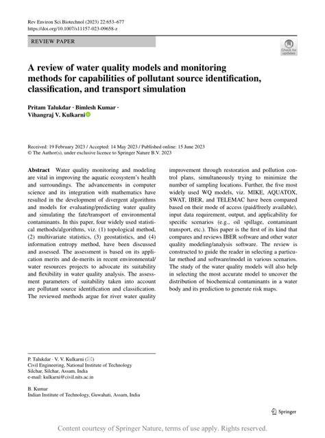 A review of water quality models and monitoring methods for ... - raincitystudios.com