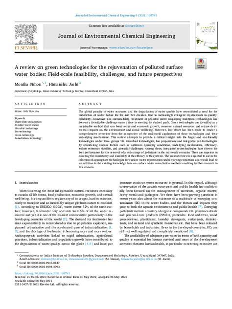 A review on green technologies for the rejuvenation of polluted surface ... - raincitystudios.com