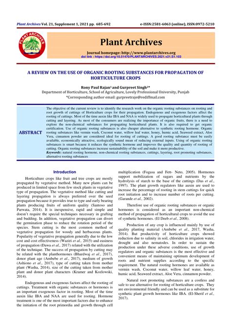 A REVIEW ON THE USE OF ORGANIC ROOTING SUBSTANCES FOR …