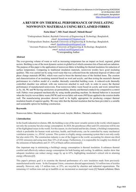 A REVIEW ON THERMAL PERFORMANCE OF INSULATING … - raincitystudios.com