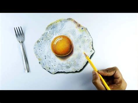 A Rapid Timelapse Tutorial Showing How to Create a 3D Drawing of a HyperRealistic Fried Egg