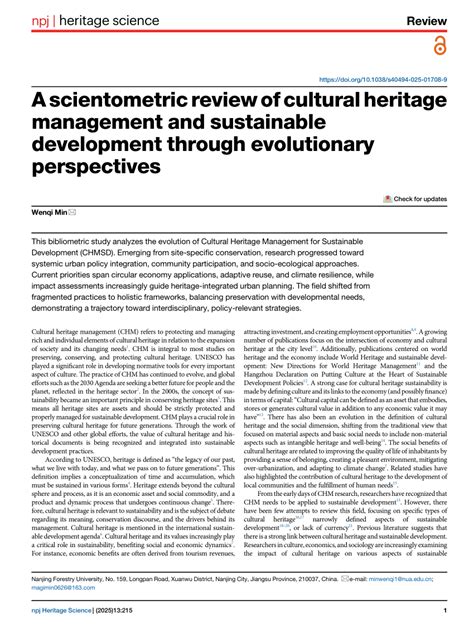 A scientometric review of cultural heritage management and ... - Nature - wintechmobiles.com