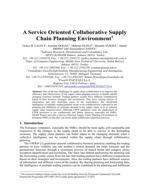 A SERVICE ORIENTED COLLABORATIVE SUPPLY CHAIN.