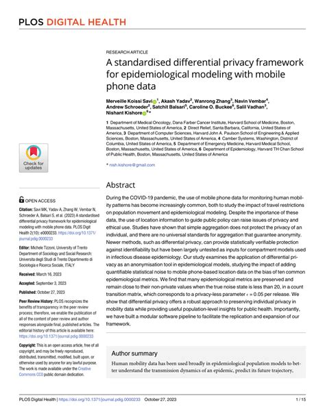 A standardised differential privacy framework for epidemiological ... - coolestguyplanet.net