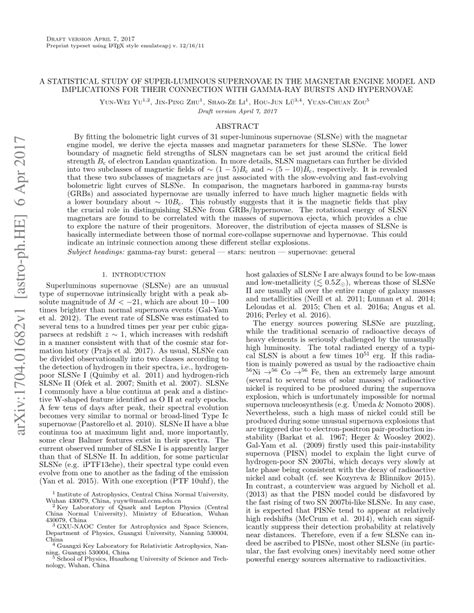 A Statistical Study of Superluminous Supernovae Using the Magnetar ... - muktibox.com