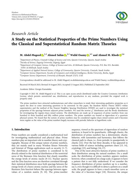 A Study on the Statistical Properties of the Prime Numbers Using the ... - wintechmobiles.com