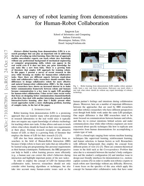 A survey of robot learning from demonstrations for Human-Robot ... - coolestguyplanet.net