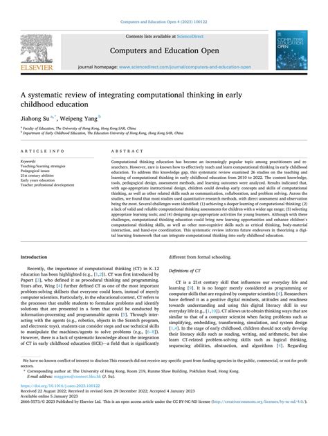 A systematic review of integrating computational thinking in early ... - wintechmobiles.com