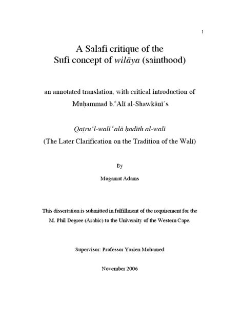 A Salafi Critique of the Sufi Concept of Wilayah