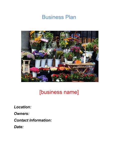 A Sample Flower Shop Business Plan Template