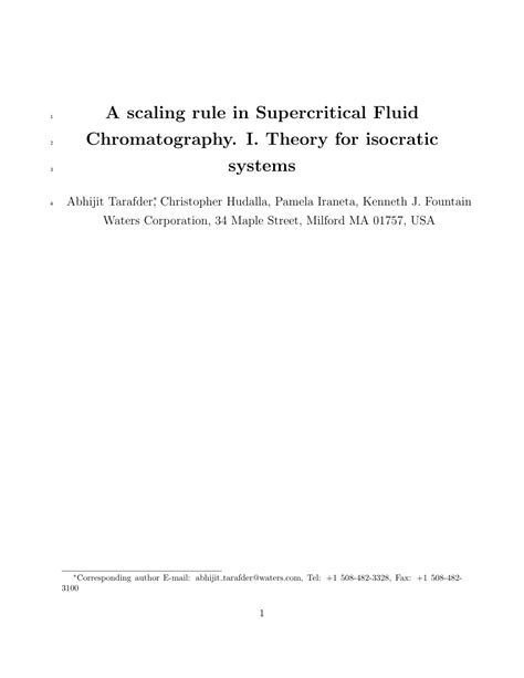 A Scaling Rule in Supercritical Fluid Chromatography I Theory For