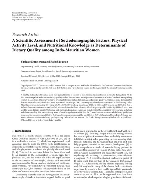 A Scientific Assessment of Sociodemographic Factors, Physical