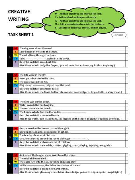 A Sentence a Day Task Sheets for low achievers