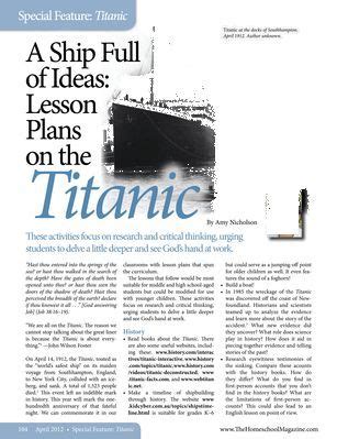 A Ship Full of Ideas Lesson Plans on the Titanic
