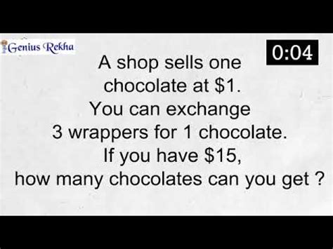 A Shop Sells Chocolates at Rs.1 Each. You Can Exchange 3 Wrappers For 1 …