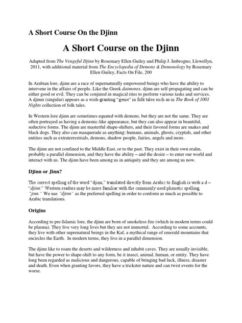 A Short Course on the Djinn