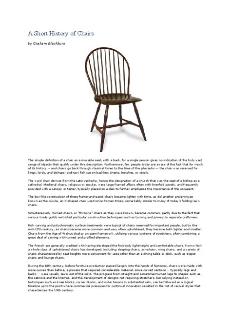 A Short History of Chairs