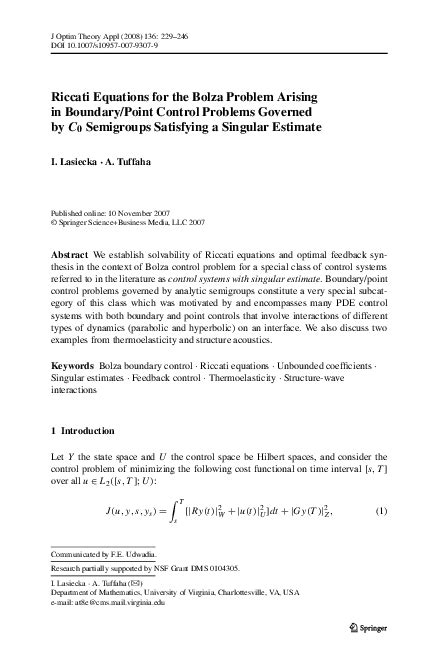 A Singular Point Problem Arising In Control Theory