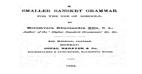 A Smaller Sanskrit Grammar MR Kale pdf