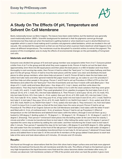 A Study On The Effects Of pH, Temperature and Solvent On