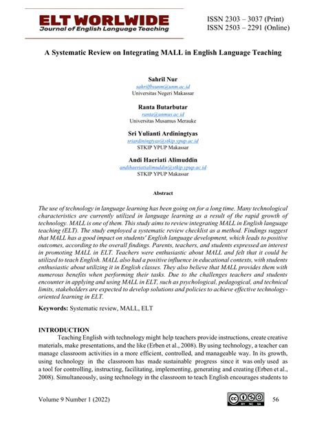 A Systematic Review on Integrating MALL in English