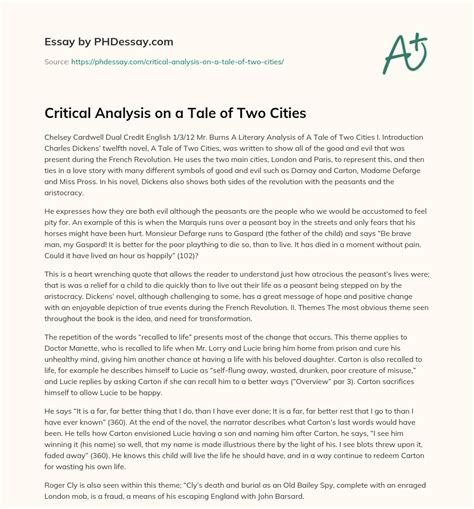 A Tale of Two Cities Essay