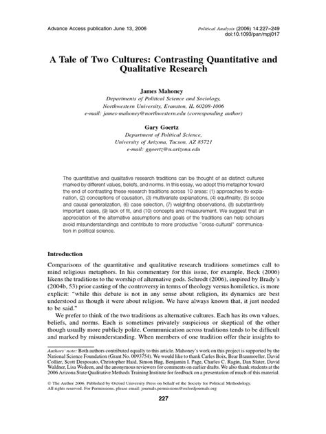 A Tale of Two Cultures Contrasting Quantitative and Qualitative Research