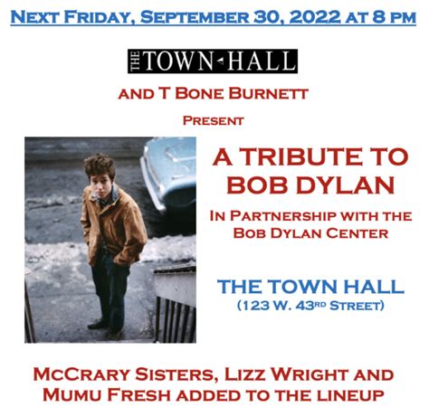 A Tribute To Bob Dylan presented by The Town Hall …