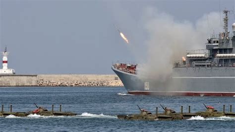 A Ukrainian missile strike on a shipyard in Crimea damages a Russian ship